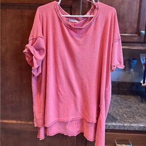 We The Free Coral/orange Short Sleeve Top